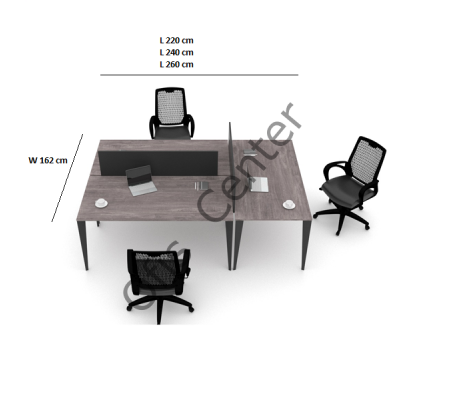 Exen Üç'lü Ayrılabilir Ofis ve Büro W Masa 220 cm